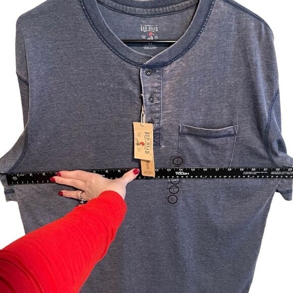 NWT- RedHead- Men’s Washed Navy Blue Short Sleeve Pocket T-shirt, Size Large - Picture 5 of 8